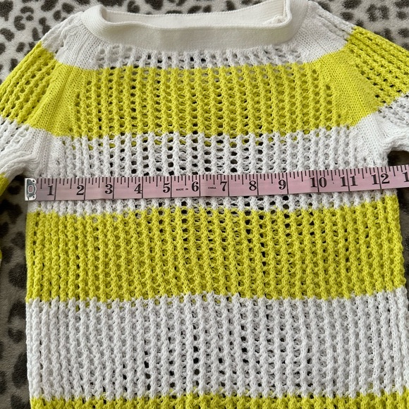 GapKids Striped Open Weave Sweater in Yellow & White Size Small 6 7 - Picture 13 of 17